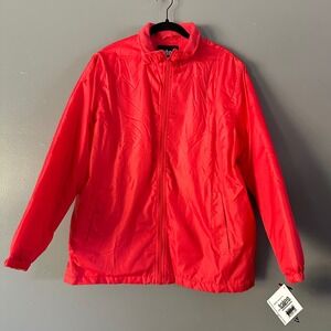 TOTES WATER RESISTANT ORANGE RED ZIP UP COAT LARGE NWT -- NO HOOD‎